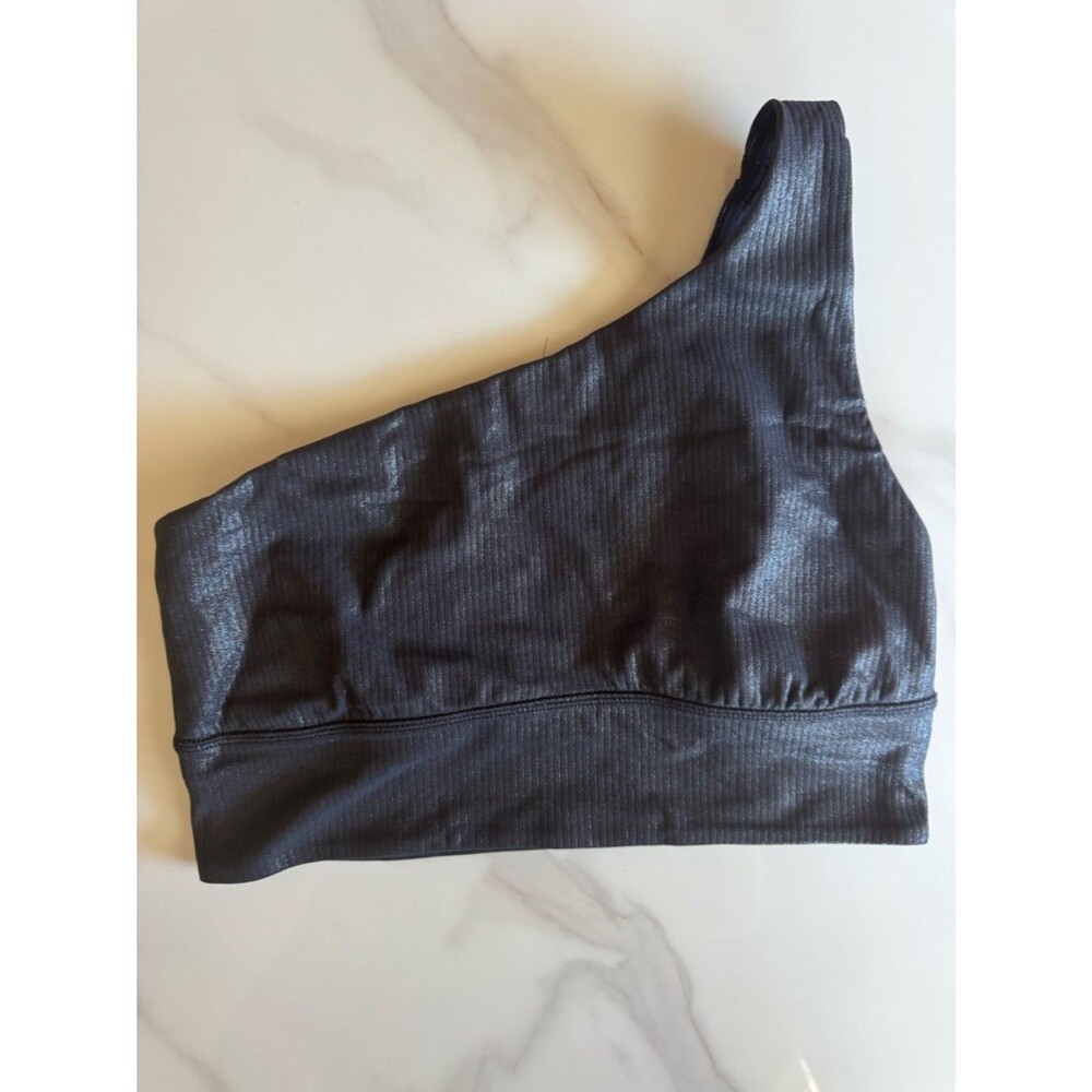 Lululemon One Shoulder Sports Bra Size 8 Ribbed Asymmetrical Athletic Top